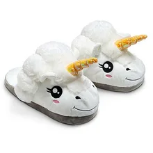Winter Plush Unicorn Slippers Cute Funny Men Adult Slippers Women Home Shoes Warm Cotton With Heel Pantufas Zapatillas Unicornio