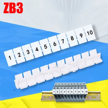 

100pcs ZB3 Number MARKER MBK3/E-Z Din Rail Terminal Blocks Maker Strips Label Connectors & Terminals ZB3 Terminal ZB3 Blocks