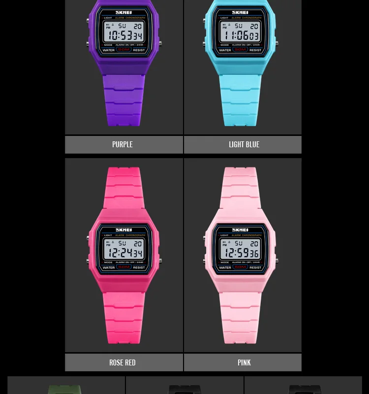 SKMEI 1460 новые спортивные детские водонепроницаемые женские часы будильник 12/24 часов светящиеся цифровые часы Relogio детские часы