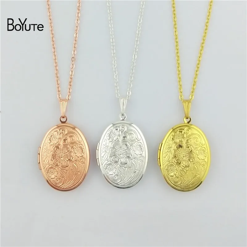 BoYuTe 70CM Chain 2329MM Oval Open Photo Pendant Locket Necklace Vintage Jewelry (8)
