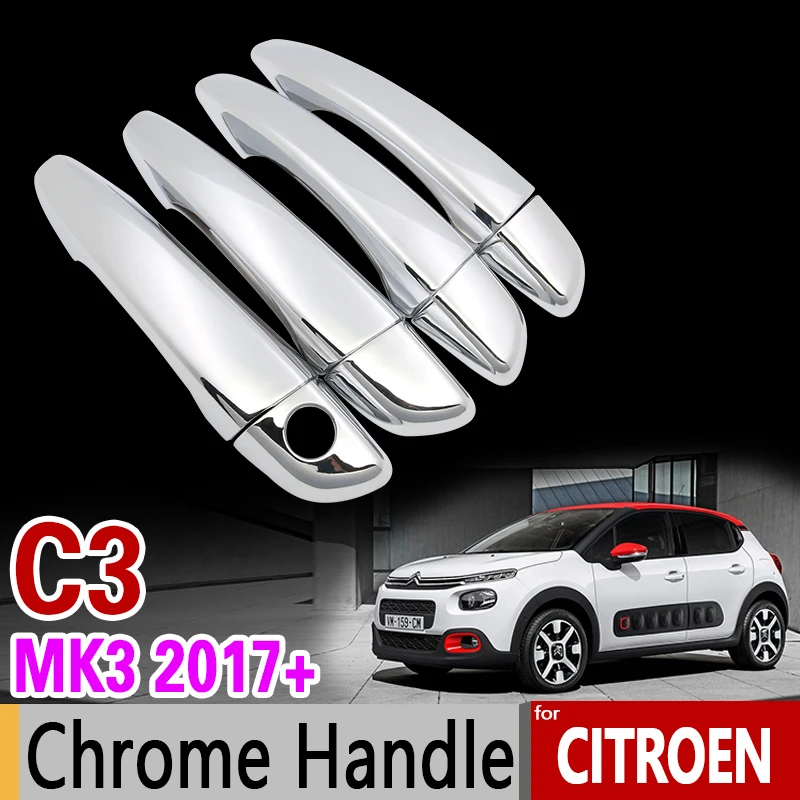 

Luxurious Car Chrome Door Handle Cover Trim Set for Citroen C3 2017 2018 2019 2020 C3 MK3 Car Accessories Sticker Car Styling