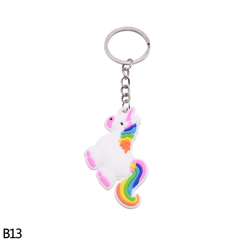 5/10pc Rainbow PVC Cute Animal Horse Unicorn Keychain Alloy Key Ring For Men Women Bag Phone Car Key Chian Decoration Gift Favor - Цвет: B13