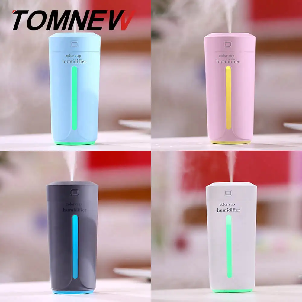 

TOMNEW 230ML USB Mini Cool Mist Air Humidifier Purifier Cleaner Two Gears Aroma Diffuser with LED Night Light in Home or Car