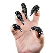 Exagerar Armadura Uñas Anillos Para Las Mujeres Anillo de Eagle Claw Negro Crystal Tone Set Joyería Al Por Mayor Declaración Mix Tamaño 10 Unids/lote