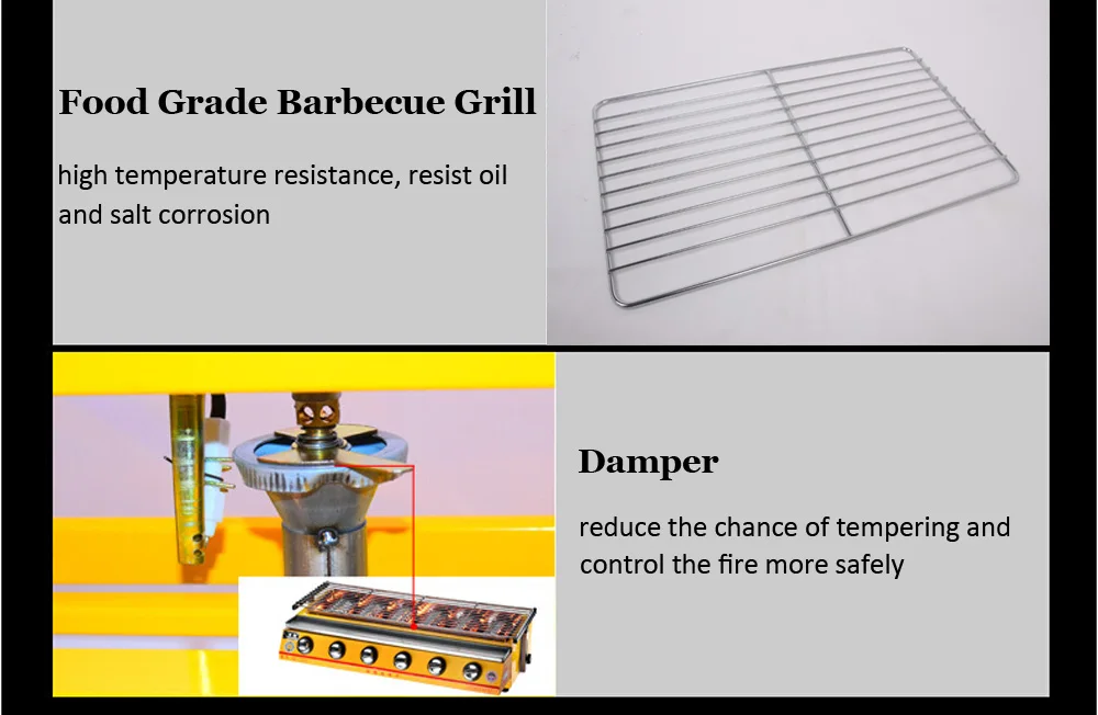 Барбекю гриль желтый 3 горелки барбекю газовый гриль стекло/стальной щит купить один получить один коврик для барбекю/шампуры бытовой коммерческий открытый пикник