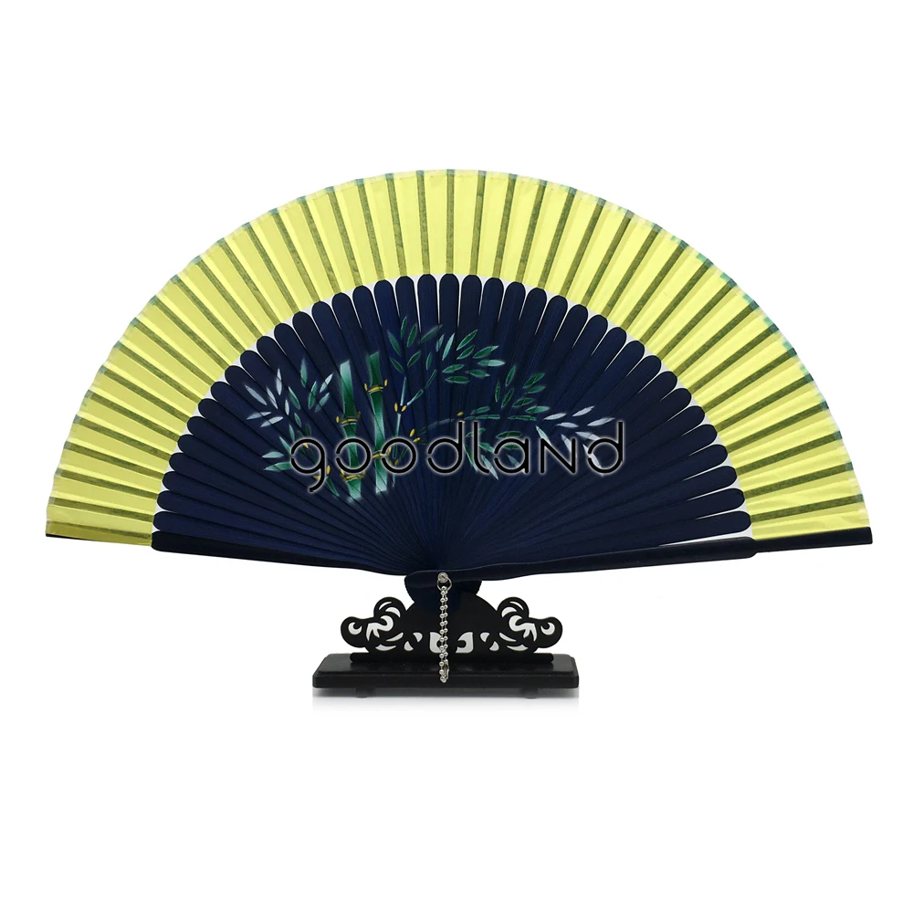 

Free Shipping 1pcs Random Color Spun Silk Cover Dark Blue Bamboo Ribs Hand Fan New Year 2017 Gift