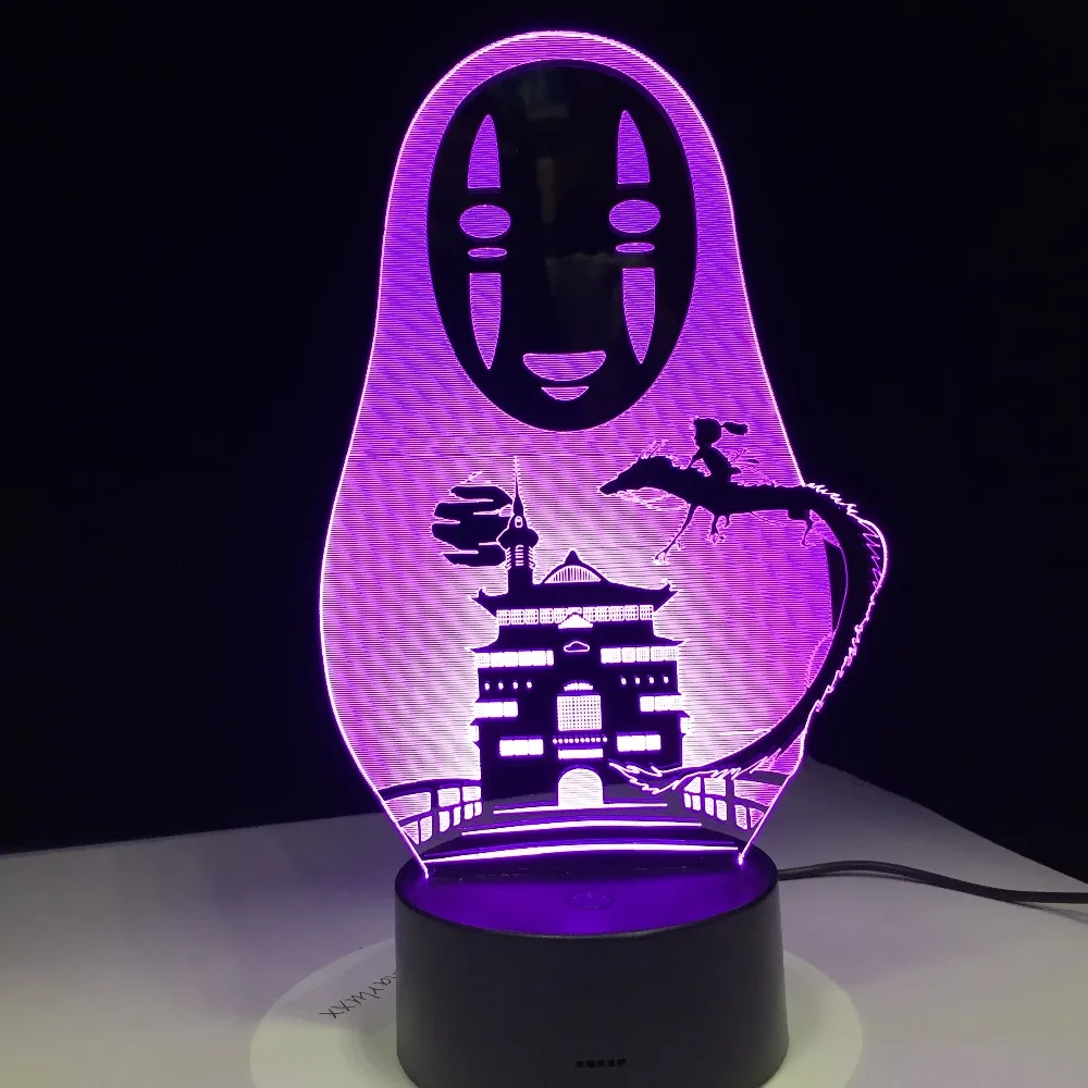  Miyazaki Hayao Anime 3D LED Lamp Spirited Away No Face Man Action Figures Decoration Doll Kids Toys - 32912605973