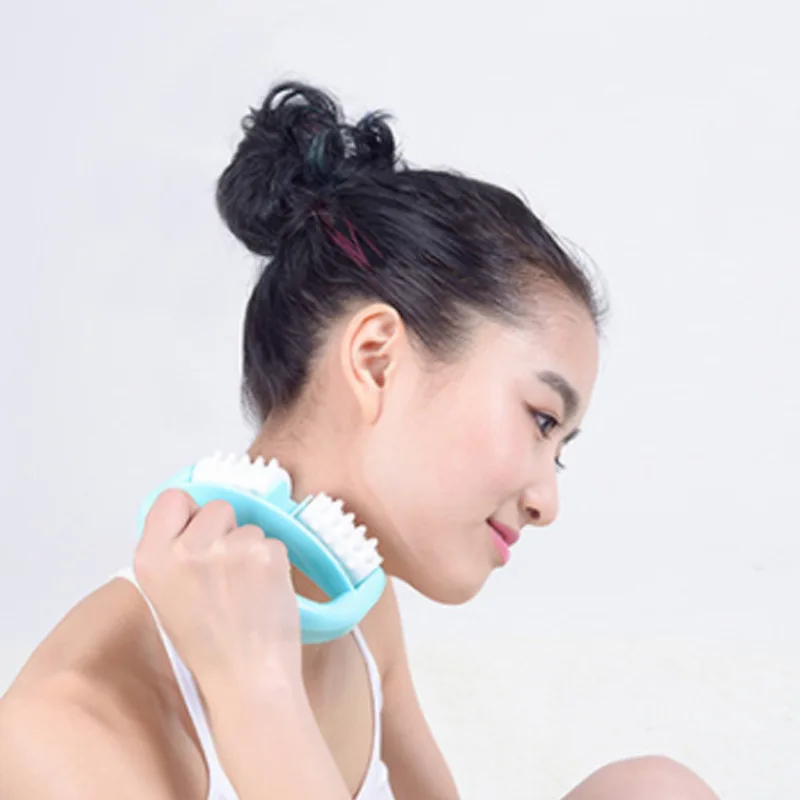 

New 1pc Blue D Type Fat Control Roller Massager Cellulite Leg Abdomen Legs Neck Buttocks Fast Anti Fatigue Random Brush Head