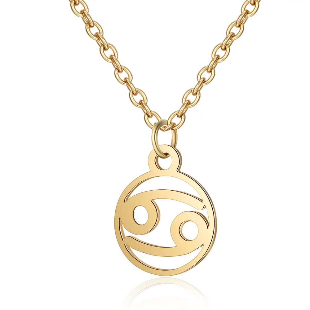 Нержавеющая сталь знак зодиака Очаровательное ожерелье Vnistar простой дизайн кулон «гороскоп» ожерелье s Зодиак Женское Ожерелье
