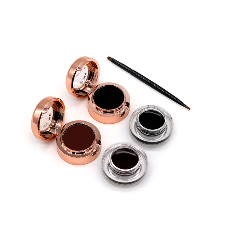 

KAQIYA 2 In 1 Long Lasting Waterproof Black Brown 3D Eyebrow Powder Palette Eye Brow Enhancer + Eyeliner Gel Cream Set