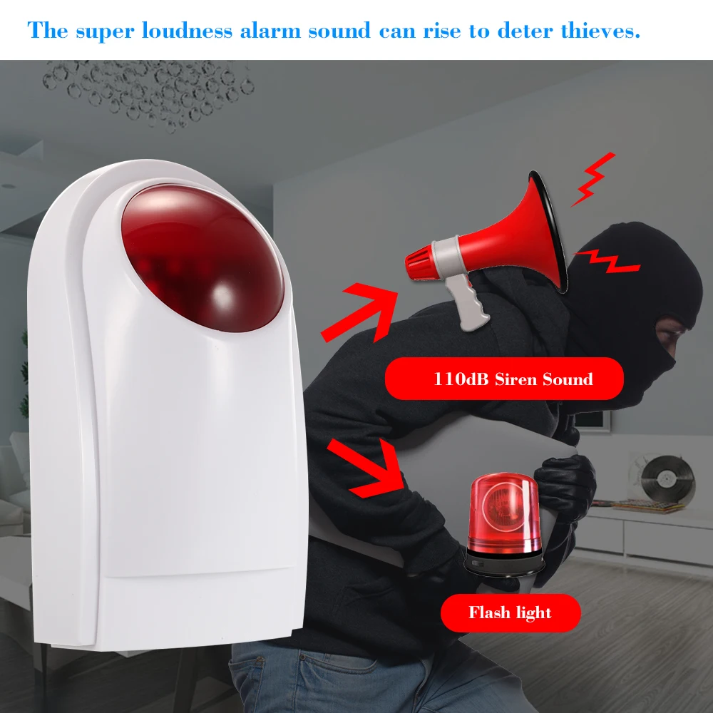 433MHz Remote Control Home Security Alarm System Wireless Sound Strobe