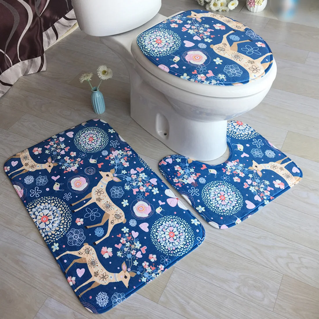 Коврик фланелевый набор с принтом для ванной коврик для ванной впитывающий Противоскользящий базовый Ковер Крышка для унитаза крышка для туалета Прачечная - Цвет: 20