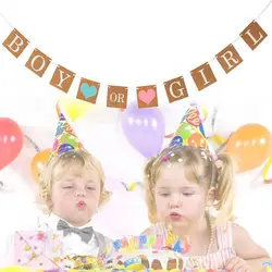 1 шт. для дня рождения мальчик или девочка Kraft Бумага баннер Baby Shower вечерние украшения Бумага цветок овсянка Пол выявить поставки