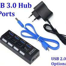 500 шт 4 порта USB 3,0 высокоскоростной концентратор usb 3,0 Портативный usb-концентратор с переключателем вкл/выкл USB сплиттер адаптер кабель для ПК ноутбука