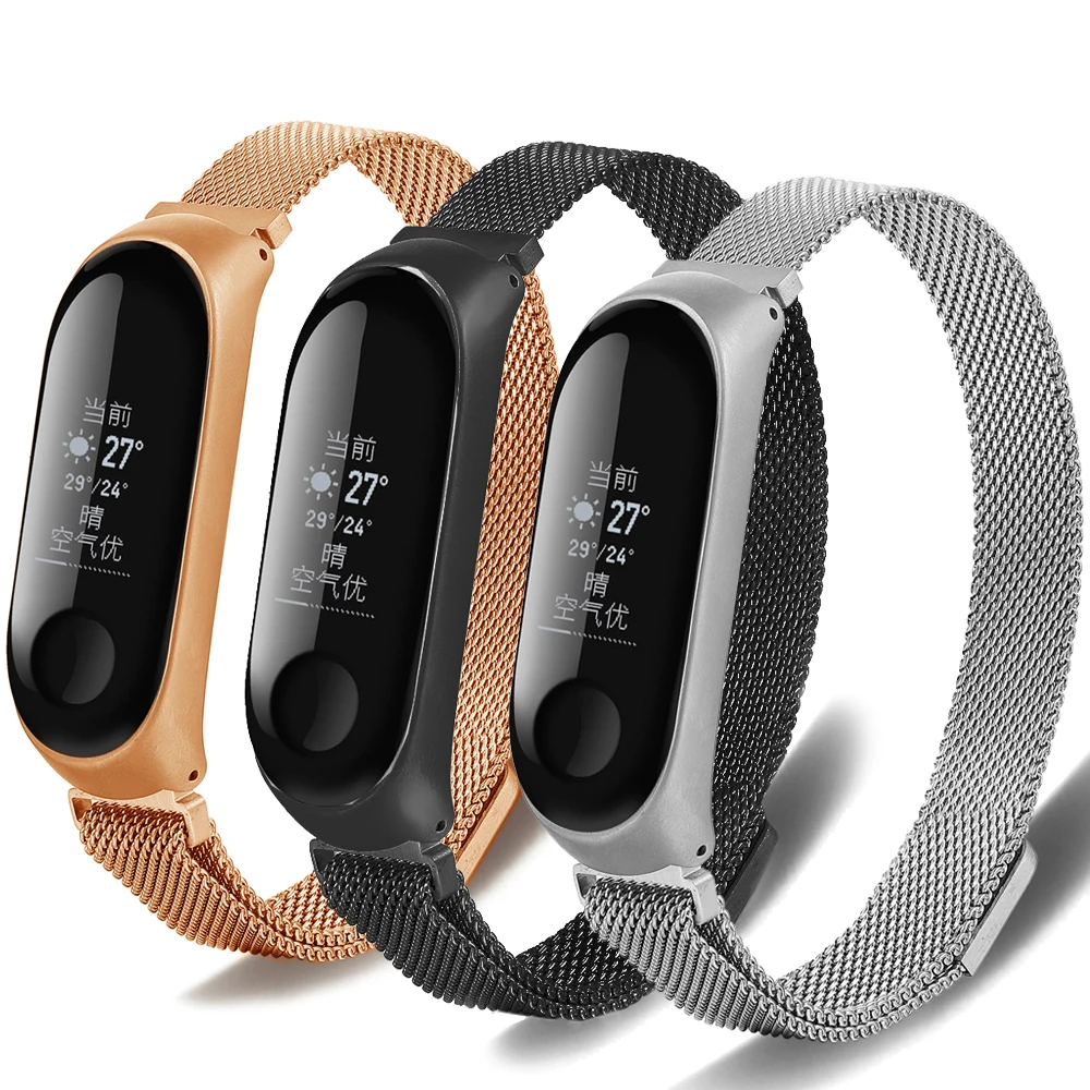 Ремешок для XiaoMi Band 3 4 металлический браслет Миланская петля из нержавеющей стали