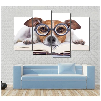 

4pcs/set full Square drill Diamond Painting"westie Dog Reading A Book With Glasses"3d Mosaic diamond Embroidery crystal painting