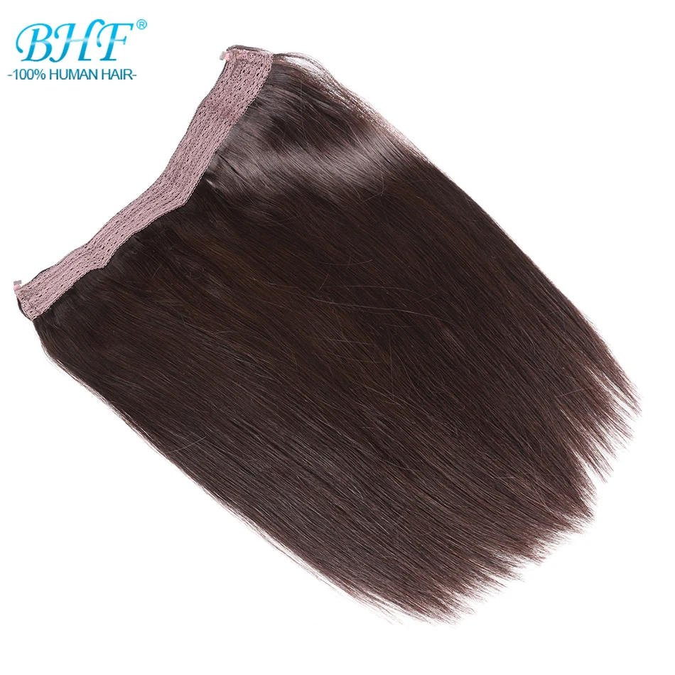  BHF Machine Made Remy Fish Wire Straight 100% Human Hair Extensions Invisible Flip in Human Hair Ex