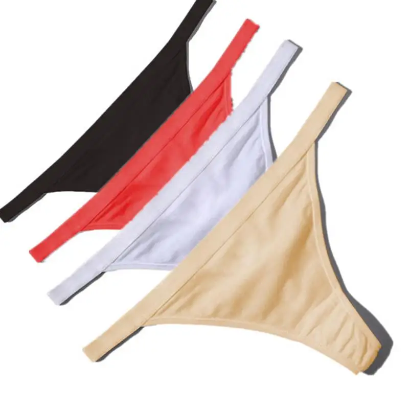 

2019 Hot Sexy Women Cotton G String Thongs Low Waist Sexy Panties Ladies' Seamless Underwear Black Red White Skin