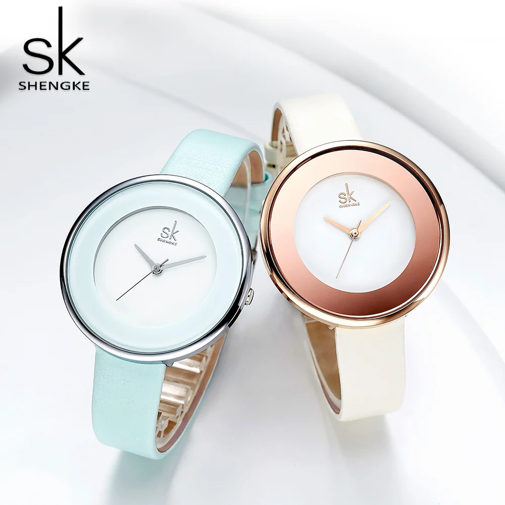 

Shengke Brand Luxury Watch Women Leather Wristwatch Top Brand Quartz Watch Fashion Watch Simple Daliy Hot Clock Reloj Mujer