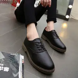 Кружево полуботинки со шнуровкой Весенняя мужская повседневная ботинки в стиле ретро летние социальных обувь, плотно сидящая на ноге