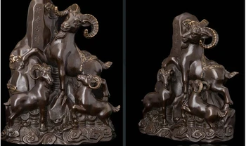 

Art Deco Sculpture China Fengshui 3 Goat Sheep Bring Luck Bronze Statue
