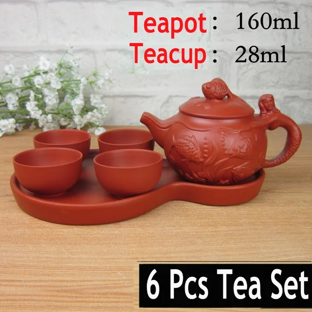 Best Price Hot Sale 6 Pcs Kung Fu Tea Set [1 Teapot+1 Tray +4 Cups] Travel Chinese Porcelain Sets Ceramic Gaiwan Yixing Clay Tea Portable