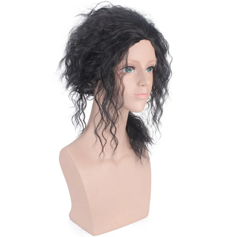 Парики из искусственных волос без шапочки-основы короткий кудрявые черный парик для Хэллоуина карнавальный костюм