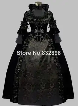 

Luxury Gothic Black 19th Century Noble Victorian Era Dress Ball Gown