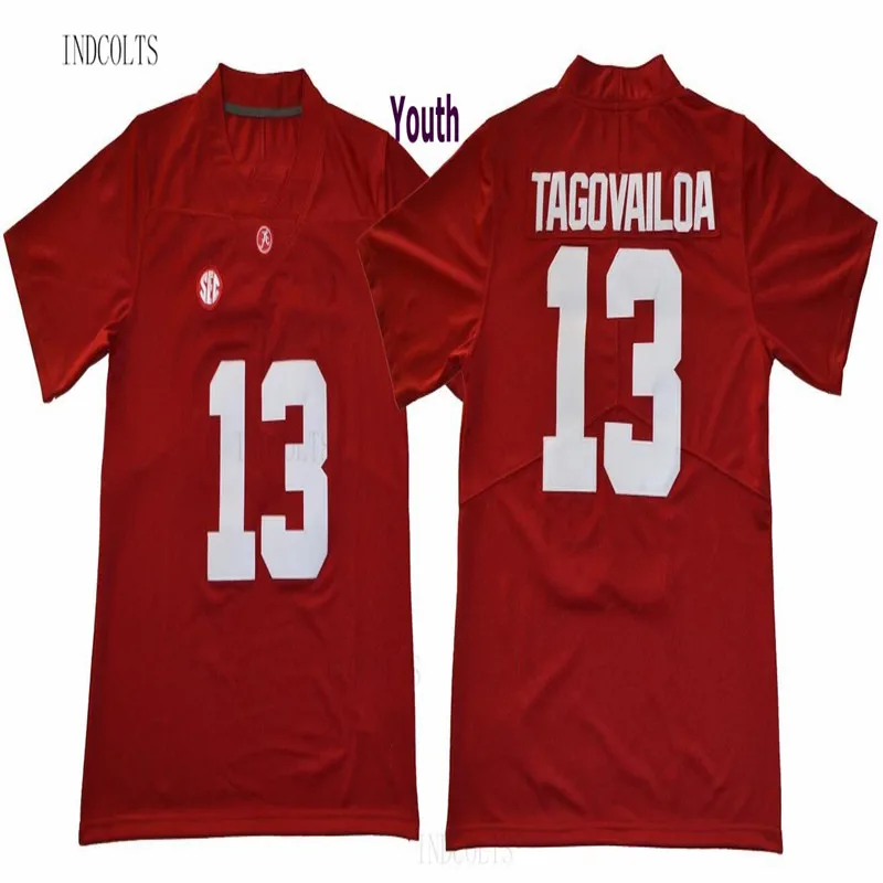 

Alabama #13 Tua Tagovailoa mens youth Red White College Football Jersey Size S-XXXL Free Shipping INDCOLTS