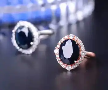 Elegant sapphire ring 10*12mm natural black sapphire from Chinese sapphire mine solid 925 silvr sapphire woman wedding ring
