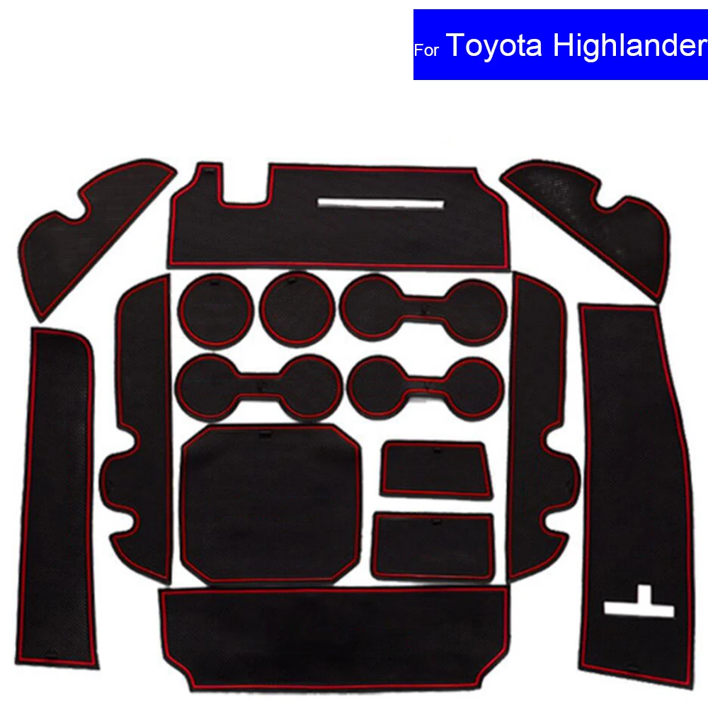 Non Slip Car Door Gate Slot Mats Carpets Position Cup Holder Pads For Toyota Highlander 2015 