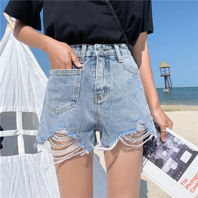 high waist jeans pants women's summer wear outside the new chic word A hot pants female students