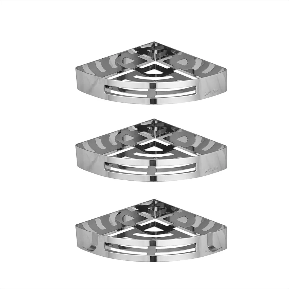 

Simple 304 stainless steel hollow basket rack bathroom black white corner frame one layer two three-tier storage rack