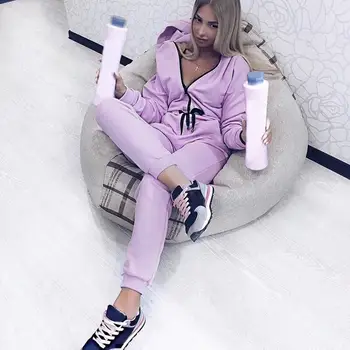 

Women's Sports Suits One-piece Yoga Tracksuit Women Sportswear Winter Set Suit Belt Cap Hooded Sport Suit Women Jogging Suits