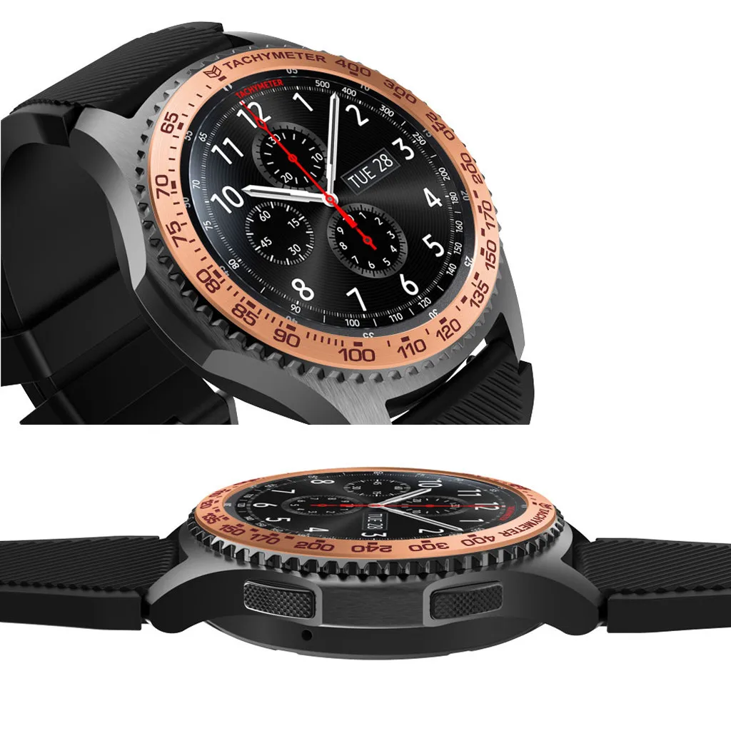 Модные часы украшение для samsung gear S3 Frontier Масштабные часы кольцо клейкая крышка против царапин металл прочный высокого класса подарки