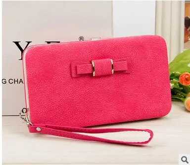 B-peach red Кошелек с бантом, Женский кошелек, известный бренд, держатели для карт, карман для мобильного телефона, искусственная кожа, женская сумка для денег, клатч, Женский кошелек, 505 - Цвет: B-peach red