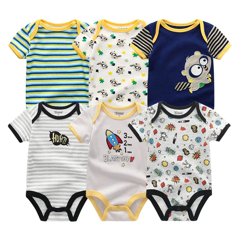 6 шт./лот из хлопка для новорожденных 0-12 M для маленьких девочек одежда Боди Roupa de bebe летние для маленьких мальчиков одежда Костюмы комплекты единорог - Цвет: baby boy clothes8
