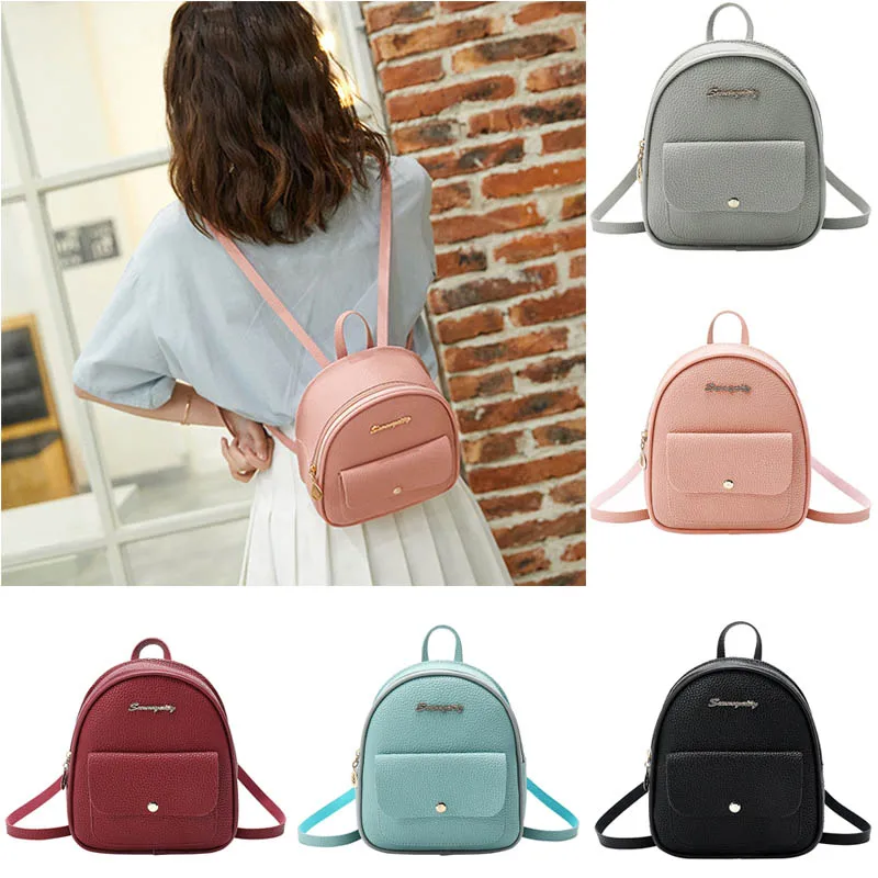 

Women Mini Backpack Litchi Pattern Large Capacity Single Shoulder Bag for School Travel LT88