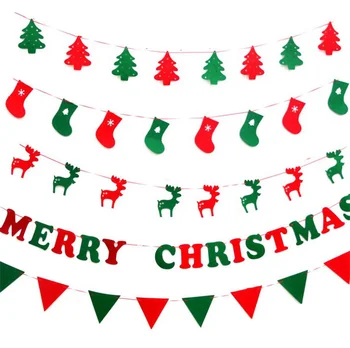 

2019 Merry Christmas Banner Reindeer Socks Xmas Tree Flags Happy New Year hang Pendants Christmas Decorations Photo Booth Props