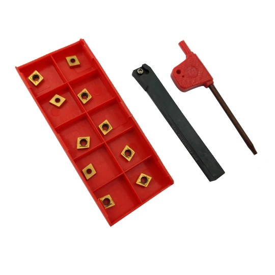 10 шт. золото CCMT060204-HM карбида вставки + SCLCR0808F06 инструмент держатель борштанги с ключом для токарной инструмент
