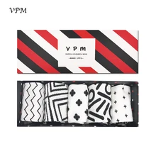 VPM, Подарочная коробка, зима-осень, теплые женские носки, черные, белые, Harajuku, хлопковые геометрические носки со смешным рисунком(5 пар/лот