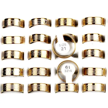 

Wholesale Mixed Lots 12pcs Gold Color Mixed Pattern Men's Stainless Steel Rings High Quality Jewelry