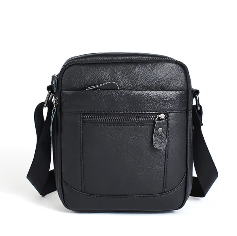 MVA натуральная кожа, мужская сумка на плечо, качественная коровья кожа, мужская повседневная сумка-мессенджер, модная открытая мужская сумка на плечо на молнии - Цвет: black