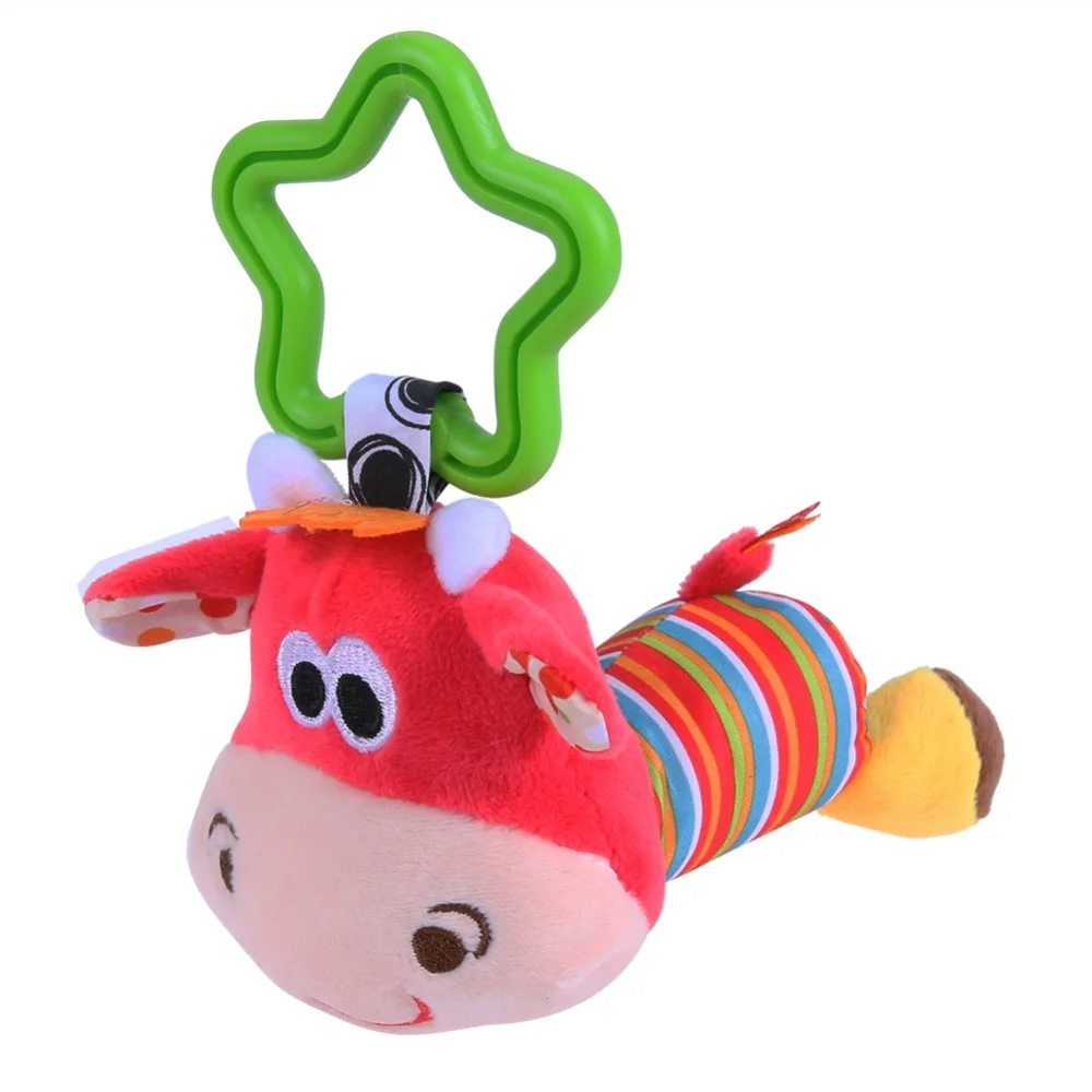 Cute Baby Kids Rattle Toys Tinkle Hand Bell plush duckdogfawn hanging rattles