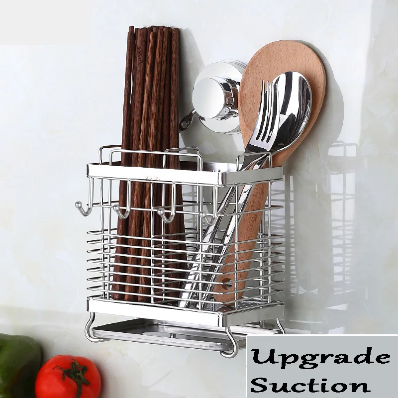 Stainless steel hanging chopstick cage floor type fork spoon holder knife rack reinforced kitchen supplies cutlery organizer
