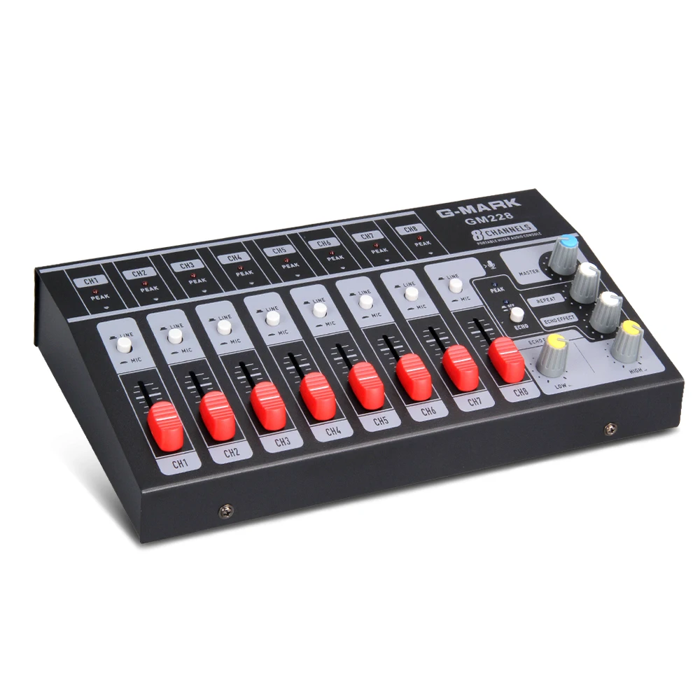 G MARK 8 channels Mini portable mixer audio console Mono Stereo Sound system Extended for instrument