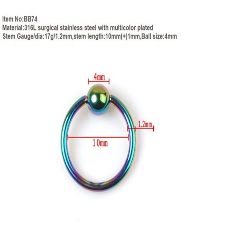 PINKSEE 10 шт. в плену шарик кольцо для бровей соска носа губ пирсинг ювелирные изделия