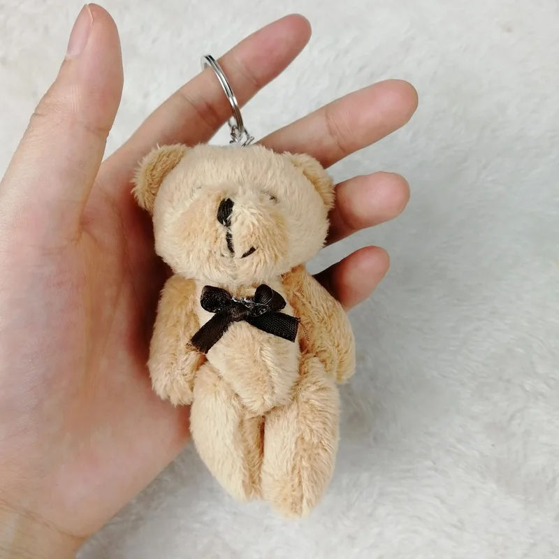 

100PCS 8cm Brown Tie Plush Toy Teddy Bear Stuffed Animal Toys Small Pendant By Phone Bag Keychain Gifts For Wedding Gifts CMR026