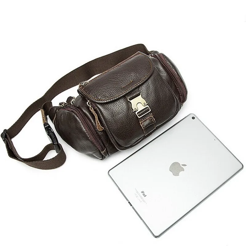 100% genuine leather waist bag men bags fanny pack first layer cowhide leather waist pack belt bag men genuine leather bags mini (26)