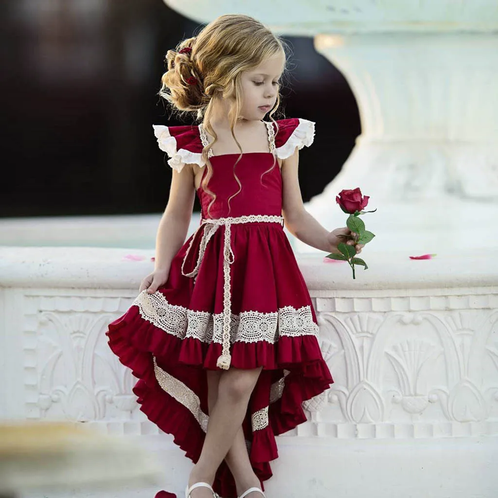 

ARLONEET Girls European and American style irregular princess dress Floral Bridesmaid Pageant Gown Birthday Party Dress w1214